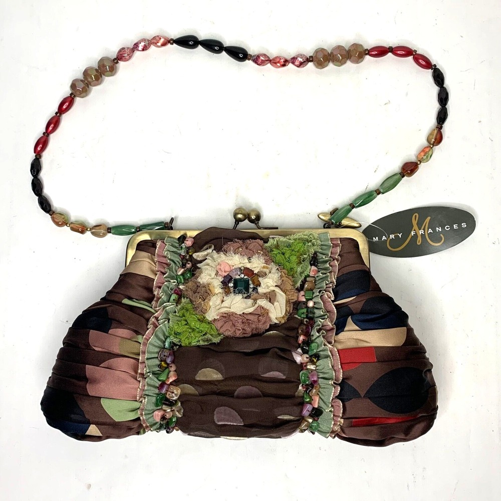 Mary‎ Francis Polka Dot Embellish Semi Precious Stones Shoulder Bag Purse NEW